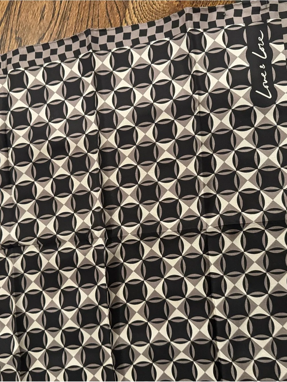 Love and Lore Black and Gray Silk Scarf